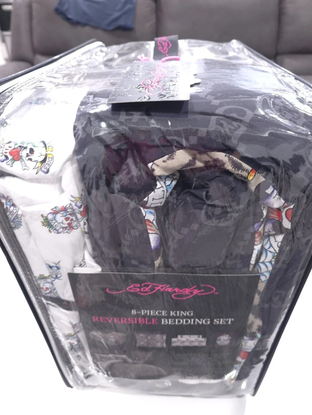 Ed Hardy KING 8-Piece Leopard Print Reversible Bedding Set New